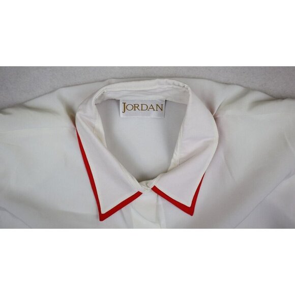 VINTAGE WOMEN'S SHEER WHITE LONG SLEEVE BUTTON-UP BLOUSE - JORDAN - SIZE 14 - Picture 5 of 11